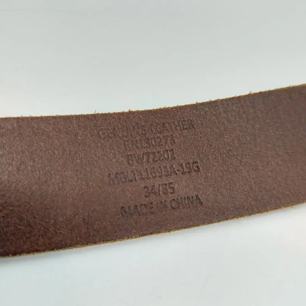 Wrangler Mens Brown Leather Belt Sz 34 Silver 1 Prong Buckle